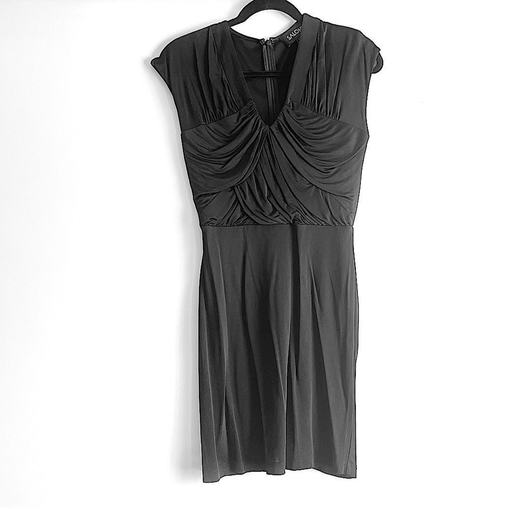 Saloni Black Ruched Front Mini Dress Size Dress US 2 / UK 6